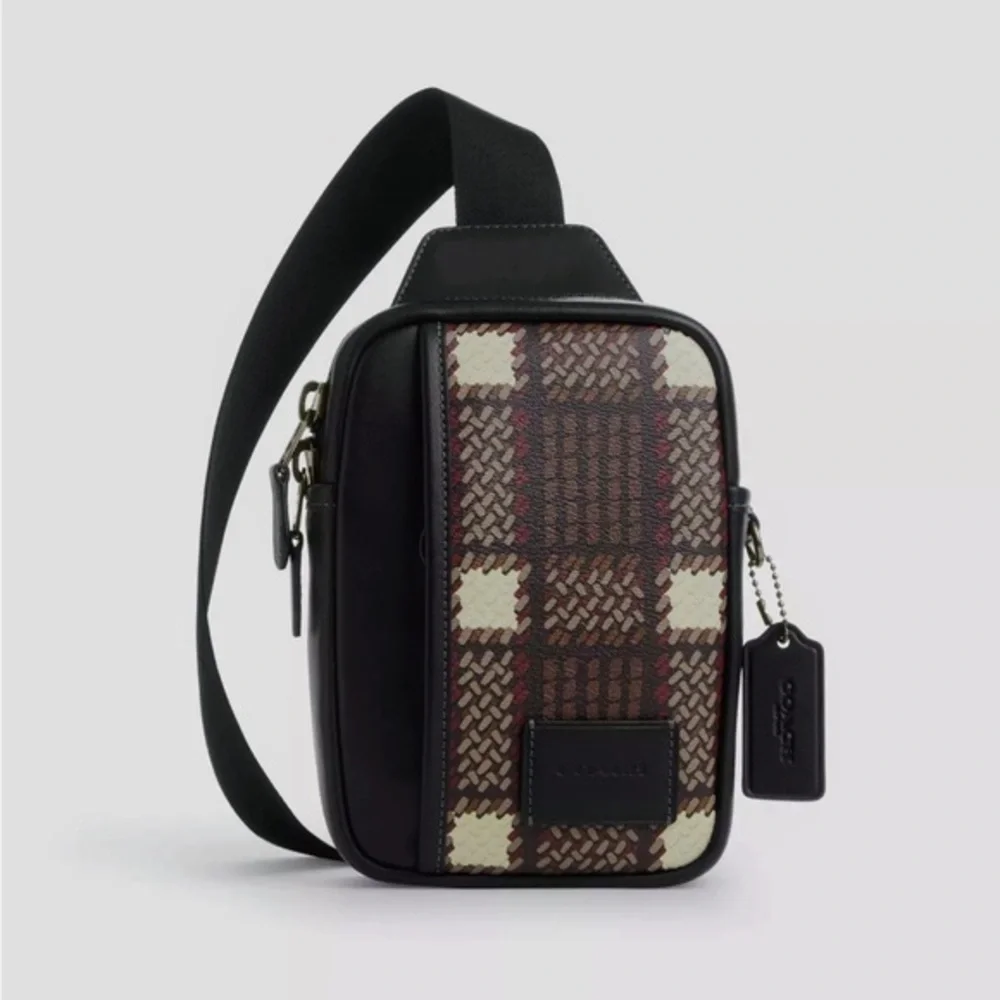 NWT COACH Edge L Pack With Plaid Print‎